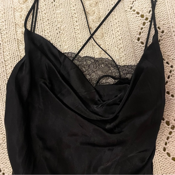 Zara Satin Effect Lace Black Mini Dress - Picture 6 of 11